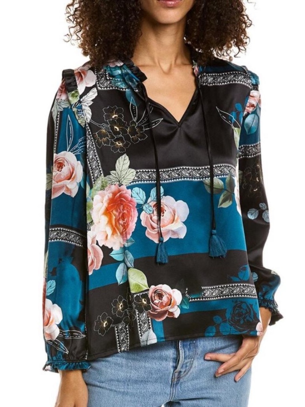Johnny Was Rosabel Ruffle Silk Blouse! Size S